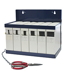 Kutistesukkarullalajitelma telineessä 6 rullaa