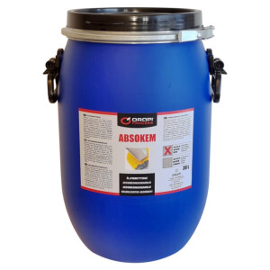 Absokem Hienojakoinen imeytysrae öljylle ja kemikaaleille 30 L säilytysastia