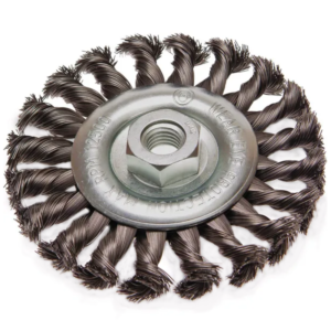 Teräsharja kulmahiomakoneeseen 125mm x M14 lautasharja palmikoitu 0,35mm lanka RST